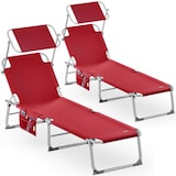 thumbnail of CASARIA® 2er Set Alu Sonnenliege mit Dach Klappbar Wetterfest Gartenliege Rot