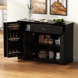 thumbnail of Sideboard Schwarz 84x107x40 cm mit 3 Türen und 1 Schublade, verstellbaren Einlegeböden, Metallgriffen, modernes skandinavisches Design