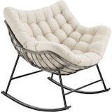 thumbnail of tectake Sillón mecedora TAMI, acolchado, con cojín, asiento lavable, estructura acero, 93x99.5x89 cm, beige