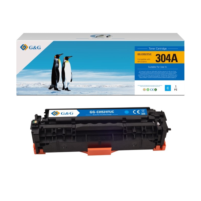 G&G HP CC531A/CE411A/CF381A Cyan Cartucho de Toner Generico - Reemplaza 304A/305A/312A GG-CF381A(U)