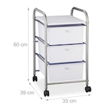 thumbnail of Relaxdays Badrollwagen, 3 Schubladen, Metall & Kunststoff, Rollcontainer Bad, Kosmetik, HxBxT: 60 x 33 x 39 cm, silber