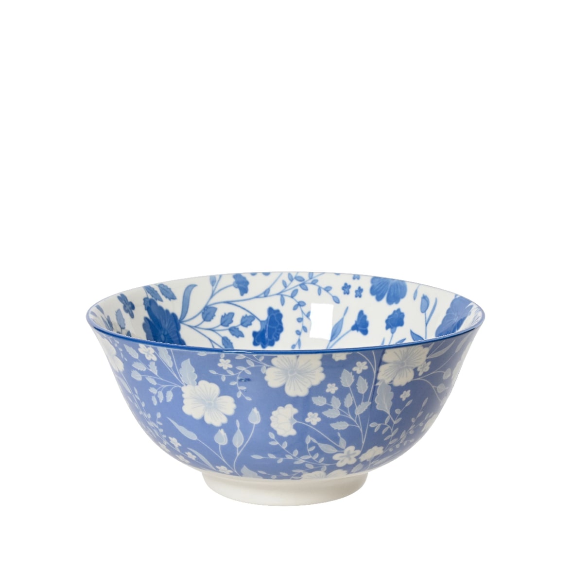 Schale 15x7cm Porzellan mit Blumen Muster - Schüssel Servierschale Salatschale Obstschale Dessertschale Müslischale Vintage Geschirr Sommer Hellblau