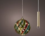 thumbnail of Micro LED Glaskugel 14cm warmweiß Kupfer Glas Timer Batteriebetrieb Leuchtkugel Weihnachtsdeko Hängedekoration mit bunten Wellen Rot Grün