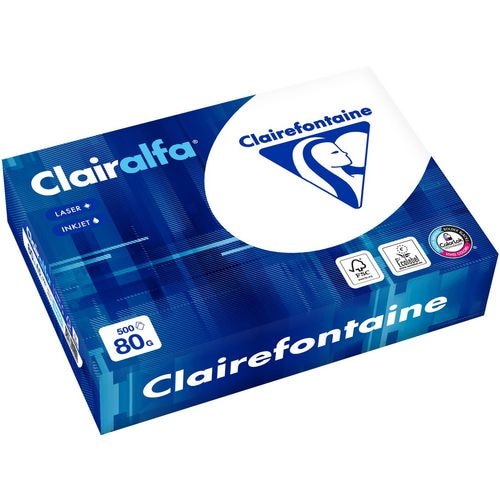 CLAIREFONTAINE Ramette de 500 feuilles papier Blanc CLAIRALFA 80 grammes format A5 1910