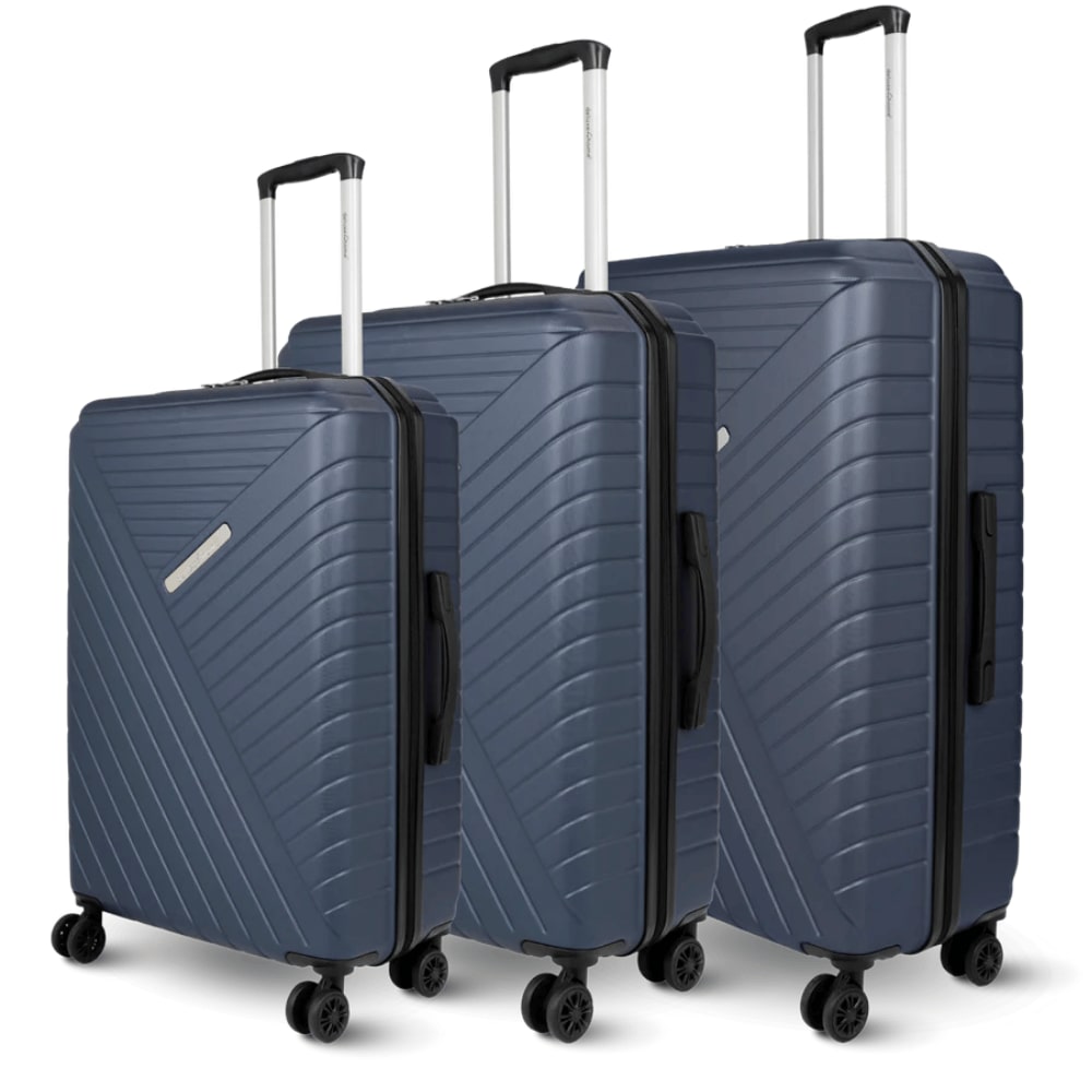 3tlg. Hartschalenkofferset mit Schloss KENDO ABS Material, Hartschalenkoffer mit Rollen Trolley Koffer Reisekoffer Reisekofferset Gepäck, Blau