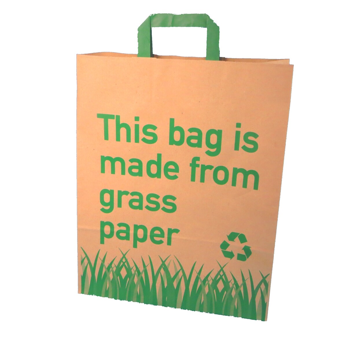 250 Graspapier Tragetaschen Papiertragetaschen mit Grasanteil 32+12x40cm mit Neutralmotiv