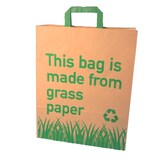 thumbnail of 250 Graspapier Tragetaschen Papiertragetaschen mit Grasanteil 32+12x40cm mit Neutralmotiv