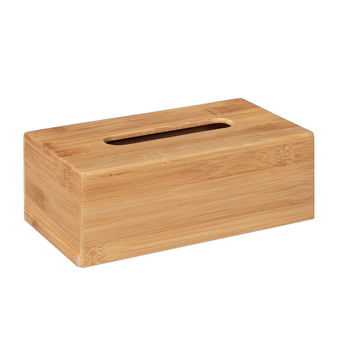 Relaxdays Kosmetiktuchbox, aus Bambus, Box für Kosmetik- & Taschentücher, Tücherbox nachfüllbar, Taschentuchbox, natur