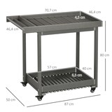 thumbnail of Servierwagen Grilltisch 87x50x80 cm Dunkelgrau mit 2 Ablagen Handtuchhalter und 4 Rollen, HDPE Outdoor Rollwagen bis 50 kg belastbar