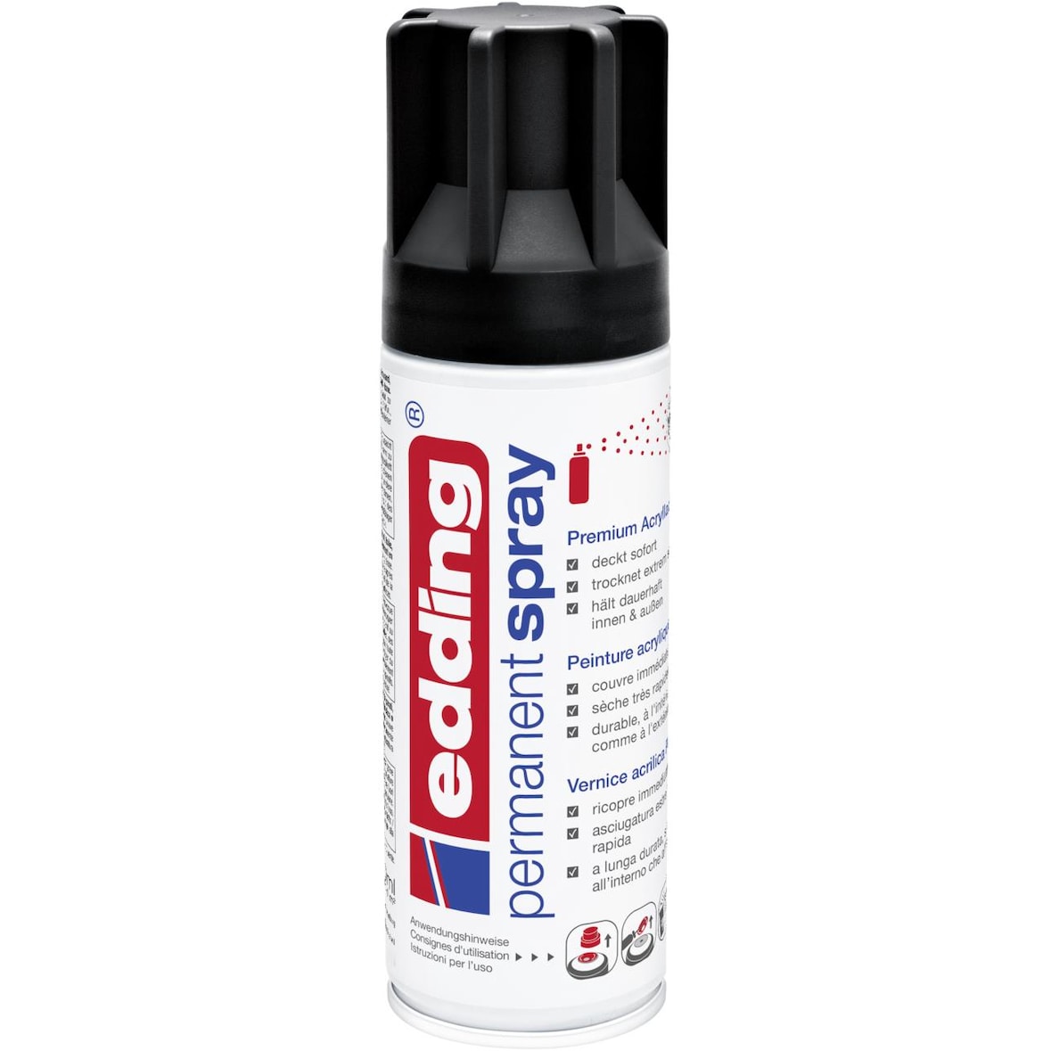 edding 5200 Permanentspray Premium Acryllack tiefschwarz matt 200 ml