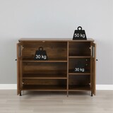 thumbnail of Relaxdays Küchenschrank mit Glastüren, HxBxT: 75 x 100 x 35 cm, 6 Fächer, Sideboard Küche, Holzoptik, braun/schwarz