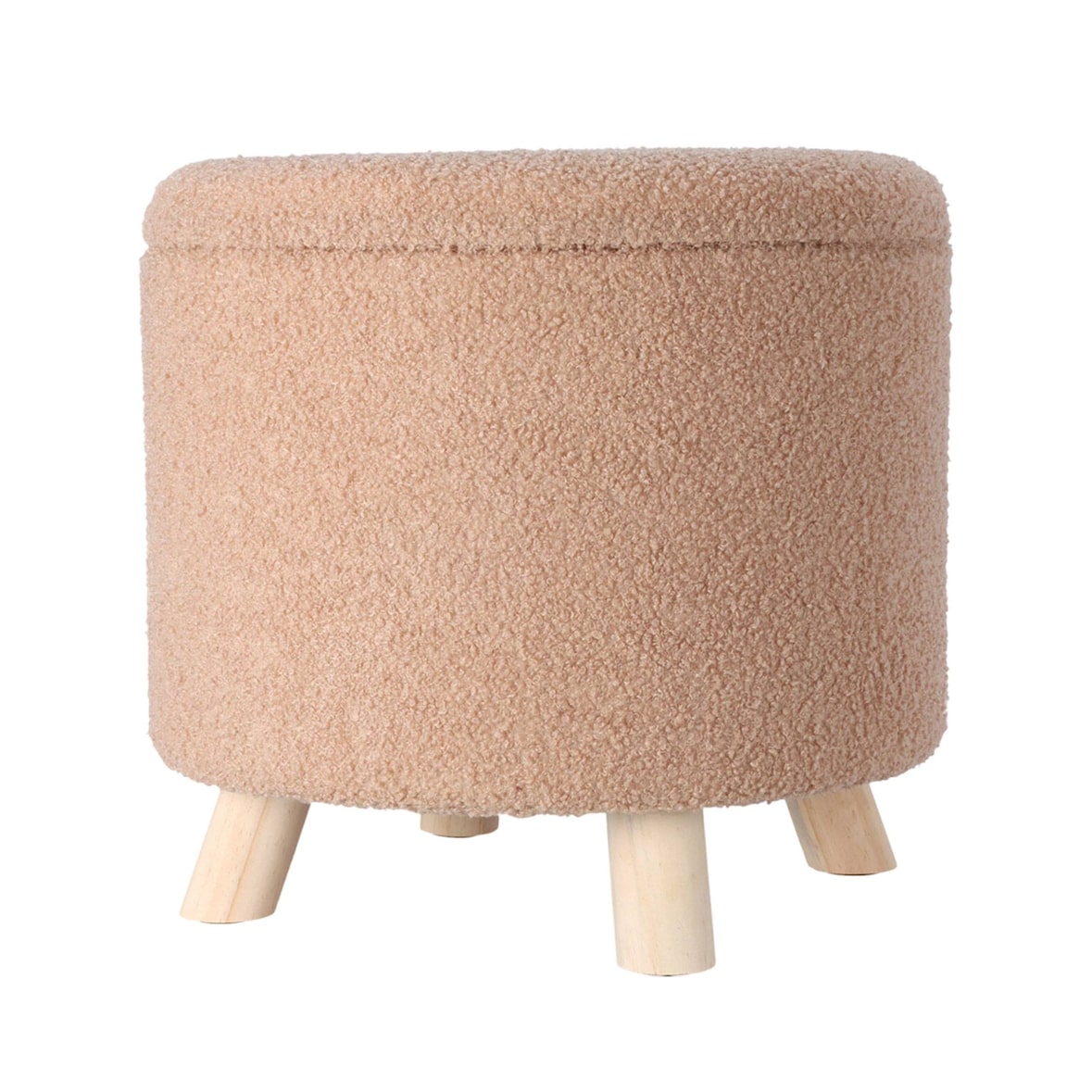 WellHome - Banco de armazenamento 100% poliéster Ø40x37cm 18L cor bege