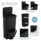 thumbnail of SP BERNER - Verticale afvalbak 70L met 2 compartimenten (40L + 30L) Zwart