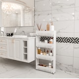 thumbnail of Carrello Da Cucina Salvaspazio Carrellino Portaoggetti Con Rotelle Ruote 4 Ripiani Dispensa Bagno Fino a 2.5 Kg Per Ripiano 103 x 12,5 x 54 cm Bianco