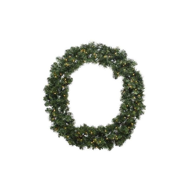 Künstlicher Tannenkranz 50cm mit LED Lichtern - Outdoor Kranz beleuchtet Türkranz Weihnachten Adventskranz Weihnachtskranz Weihnachtsdeko Grün