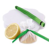 thumbnail of Zitronenserviertuch "Lemon Wrap" aus Baumwolle Ø 22 cm Weiss-Grün 100 Stück