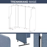 thumbnail of Akustik-Trennwand mit Schalldämmung PEOLT 145x280x1,8cm Blau Stellwand Büro Raumteiler Office-Akustikwand Sichtschutz freistehend