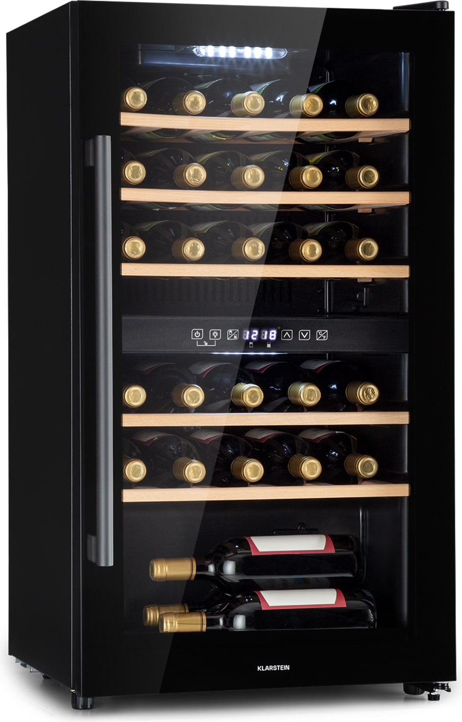 Klarstein Barossa 29 Duo Weinkühlschrank 29 Fl 80 Ltr 2 Zonen Drucktasten Schwarz