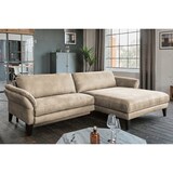 thumbnail of KAWOLA Sofa MALTA Ecksofa Stoff beige mit Kopfstütze Recamiere rechts