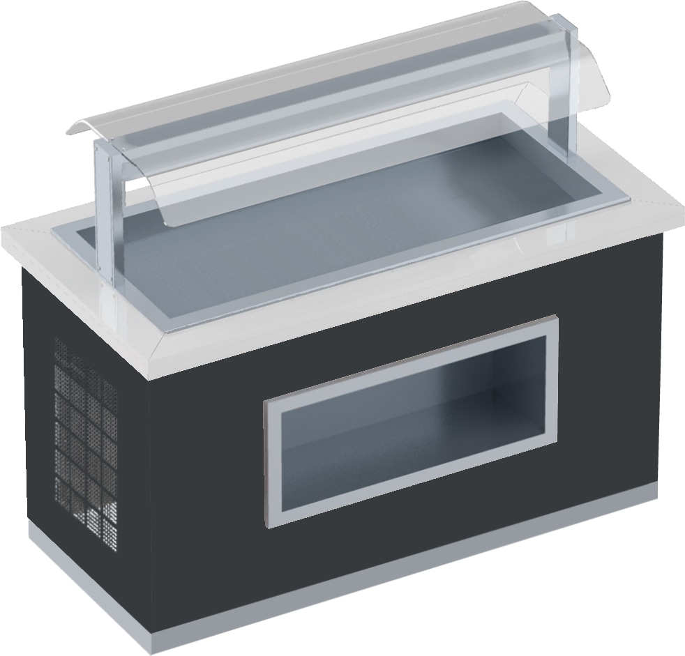 Kaltbufe t mit becken und schutzschirm 4 gn 1/1-65 ausführung wn - 1650x850x1320 mm - 494 W 230/1V - 11147WN1 Eurast