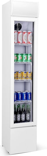 thumbnail of Flaschenkühlschrank mit 1 Glastür Getränkekühlschrank Kühlschrank Gastro 99 L -2/10°C 360x422x1880 mm Weiß