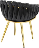 thumbnail of tectake Juego de sillas de comedor ASTANO de terciopelo con diseño anudado - Juego de 4 negro/oro