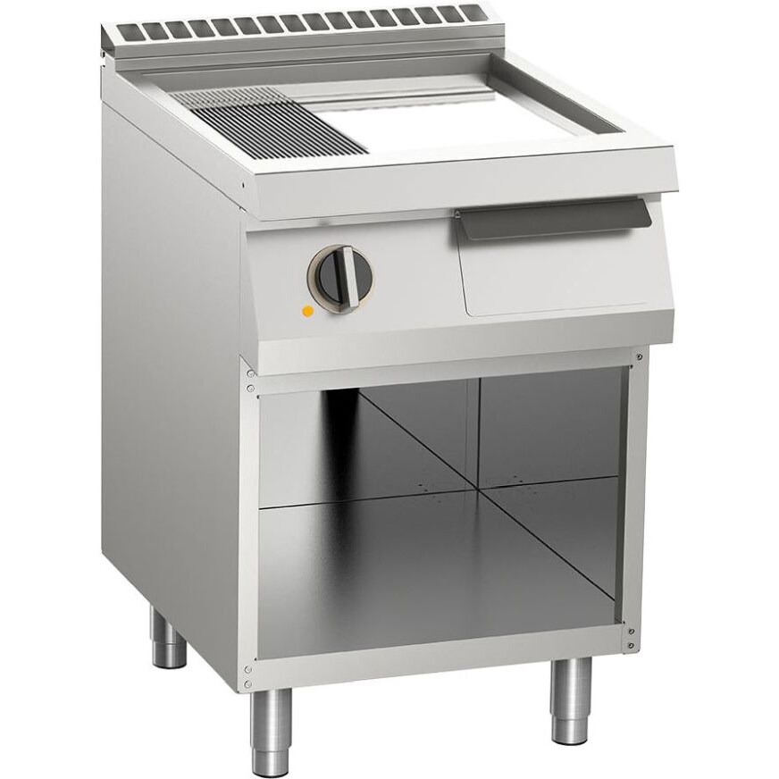 KBS Elektro Grillplatte 1/3 gerillt verchromt 7,5Kw 2 Heizzonen offener Unterbau