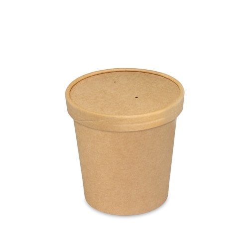 250 Thermobecher Suppenbecher Eisbecher Papier braun 16oz/450ml mit Deckel