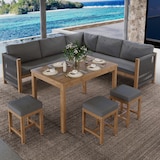 thumbnail of Merax Gartenlounge-Set für 8 Personen, Gartenmöbel Sitzgruppe(7-tlg), mit Seilgeflecht, Akazie, Grau