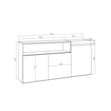 thumbnail of Sideboard, Schrank, Küche, Schrank, Flurmöbel, 150x35x75cm, 3 Türen, Viel Stauraum, Moderner Stil, Eiche und Schwarz - 69_1