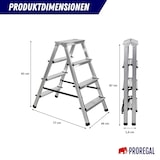 thumbnail of PROREGAL Stufenstehleiter ATLAS | beidseitig begehbar | 2x4 Stufen | Arbeitshöhe 2,41m | Traglast 125kg