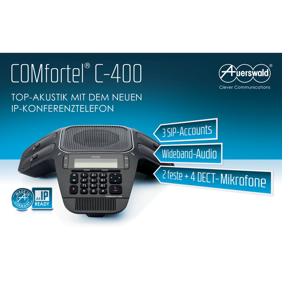 Auerswald COMfortel C-400 Professionelles IP-Konferenz-Telefon