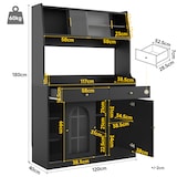 thumbnail of Hochschrank Buffetschrank mit LED-Beleuchtung Schwarz 120x40x180  mit 2 Schubladen Glastüren verstellbaren Ablagen und Kippschutz
