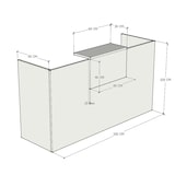 thumbnail of Oficit. Mostrador de recepción y oficina, blanco con sobremostrador olmo. Fácil de montar. Fabricado en España. Medidas: 200x50x105(an x fon x alt)