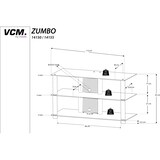 thumbnail of Zumbo TV-Möbel mit 3 Glasböden Silberfarbig, Schwarzglas.