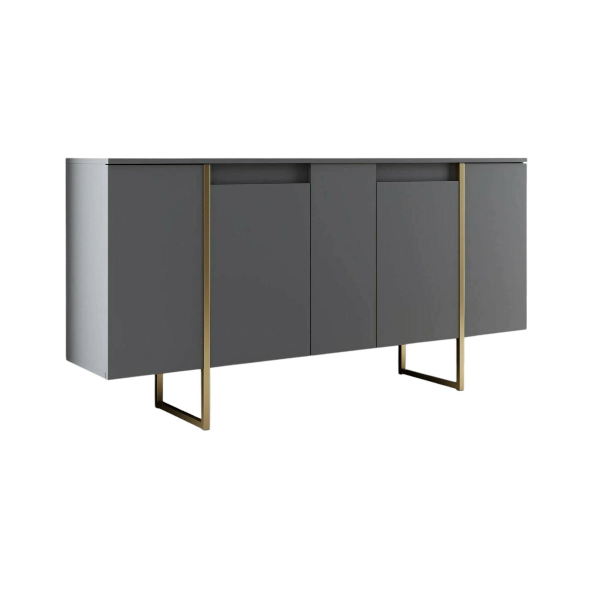 Dmora Credenza Dgarzitt, Buffet da soggiorno, Madia da salotto, Dispensa da cucina, 160x35h80 cm, Noce e Oro