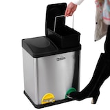 thumbnail of WellHome - Caixote do lixo ecológico 16 litros com 3 compartimentos (2x8L), cor Prateada - 31x26,5x39,5cm