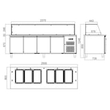 thumbnail of Saladier à 3 niveaux avec portes, plateau en verre, pour 5 bacs GN 1/1 « noir », 2000 x 800 mm