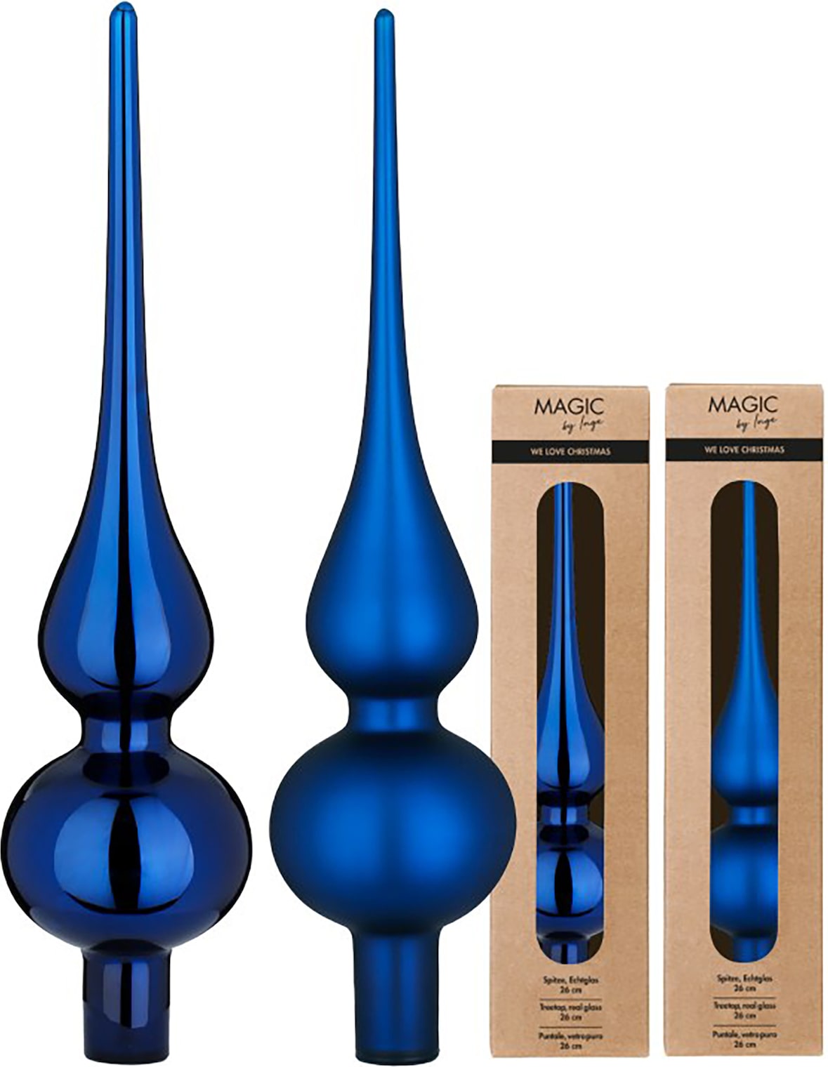 Christbaumspitze Glas 26cm 1 Stück matt / glänzend sort. - Royal Blue