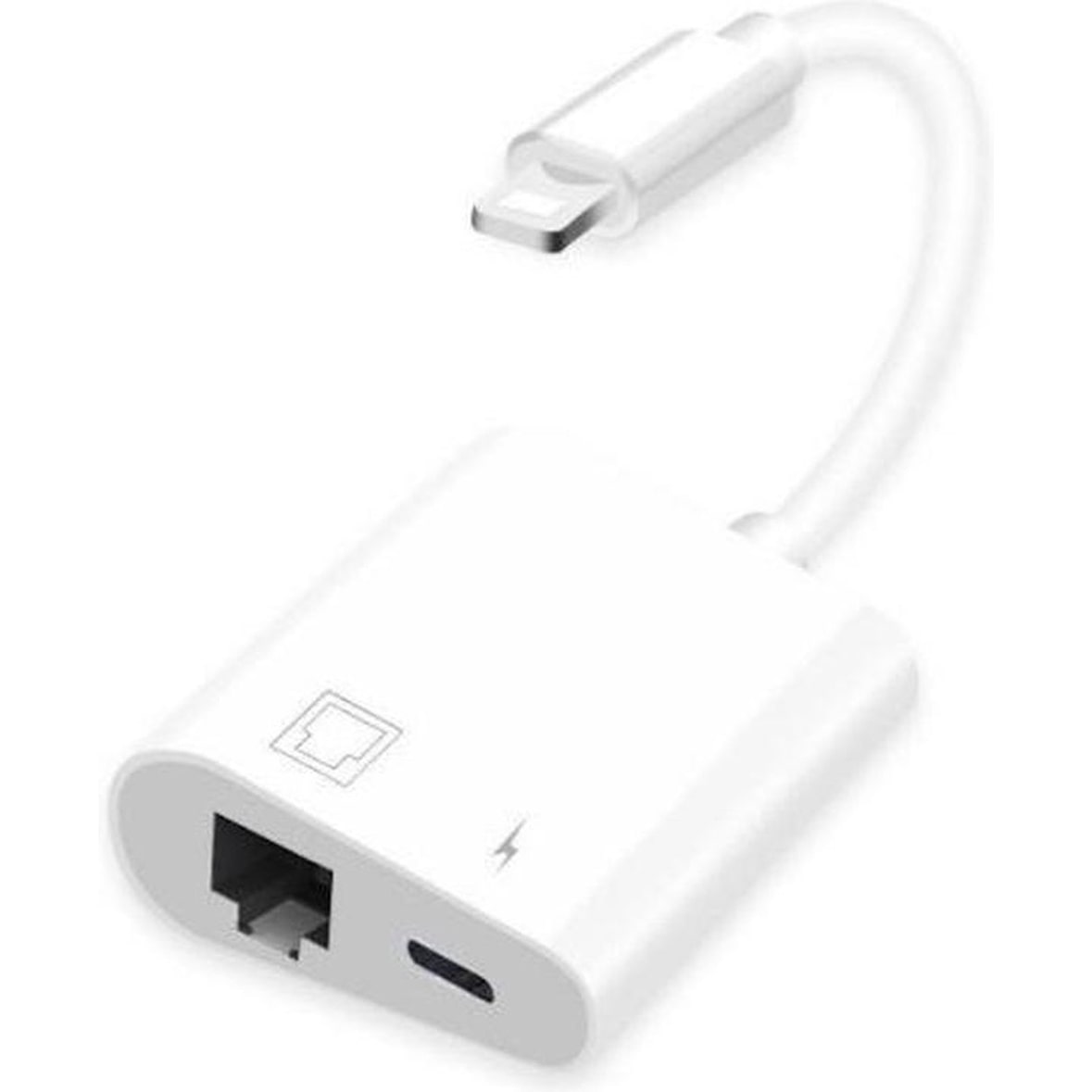 Concentrador Lightning TOJ a Ethernet Rápido RJ45 + Lightning de 8 Pines (PD) - 100 MB/s - Apple iPhone/iPad - Adaptador Ethernet
