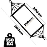 thumbnail of Rijoka Hangmat Large met Spreidstok - 200x140cm - Blauw Gestreept - 1 Persoons - Incl. 2 Haken, Touw én Opbergzak