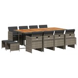 thumbnail of vidaXL 13-tlg. Garten-Essgruppe mit Kissen Grau Poly Rattan