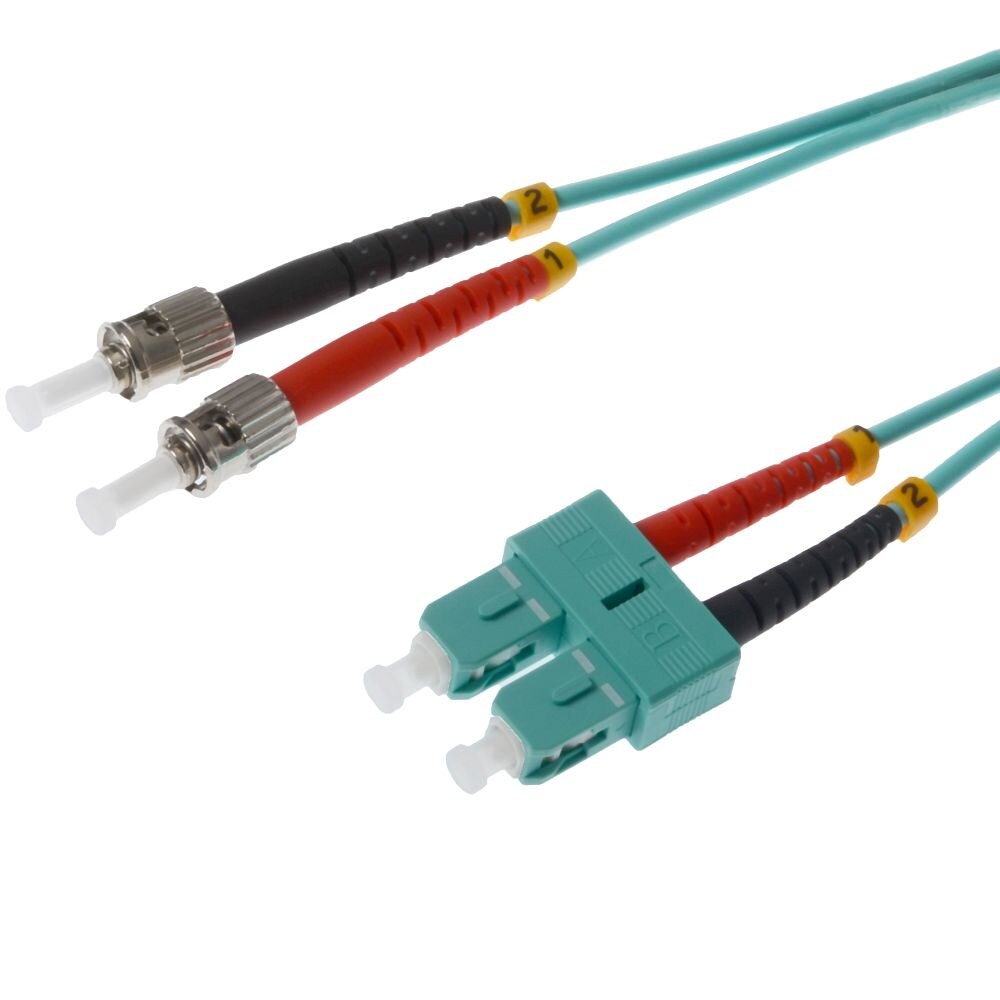 Helos LWL Patchkabel SC/ST Duplex 50/125µm OM3 aqua 5,0m