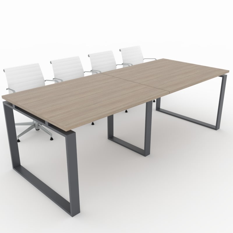 Oficit. Mesa de reuniones. Estructura metálica Marco Cerrado gris grafito con tablero olmo. Fabricado en España. Medidas: 240x100cm (largo x ancho)