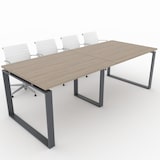 thumbnail of Oficit. Mesa de reuniones. Estructura metálica Marco Cerrado gris grafito con tablero olmo. Fabricado en España. Medidas: 240x100cm (largo x ancho)