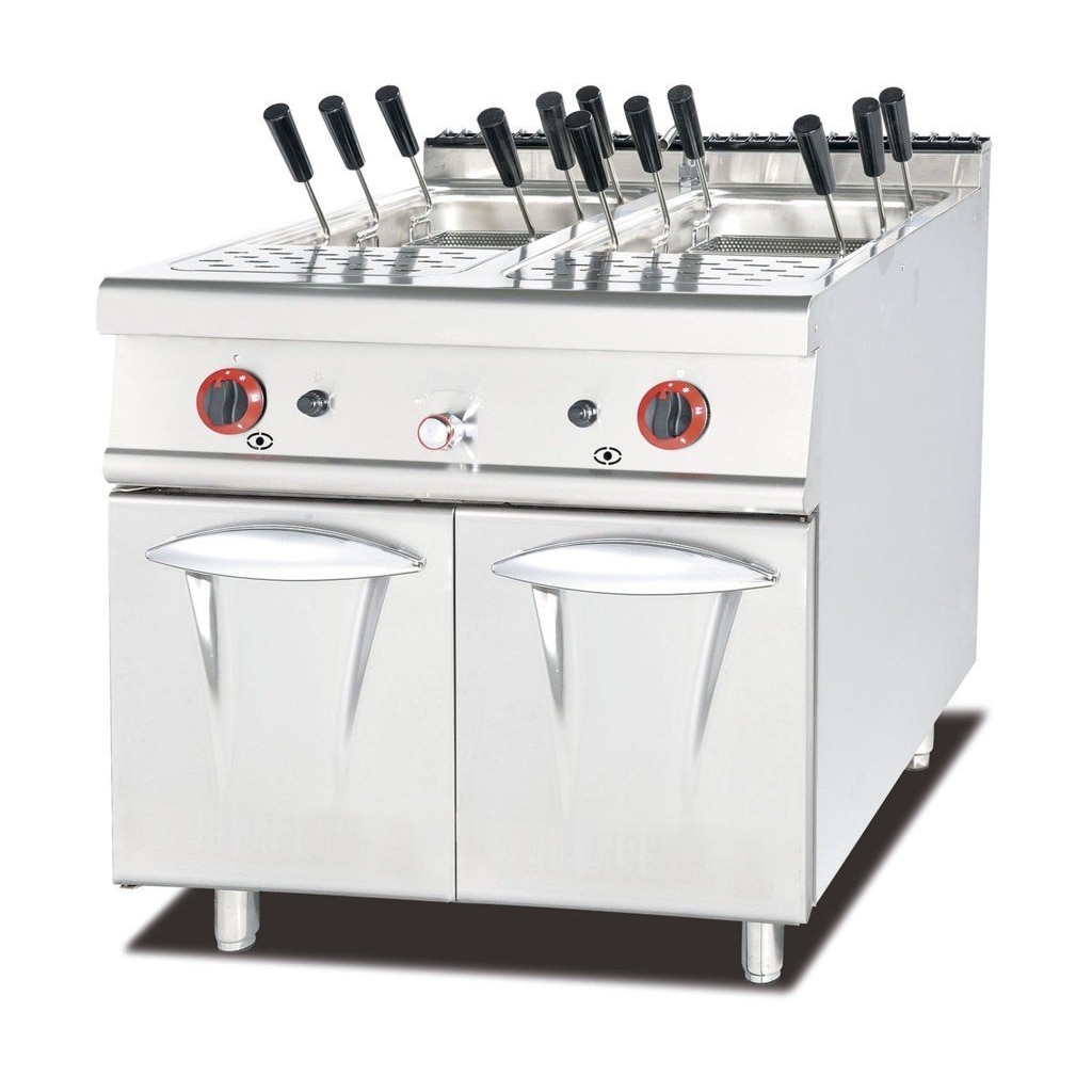 Cuocipasta a Gas in Acciaio Inox - Su Vano Chiuso - 2 vasche - Capacità 24+24 litri S/70 - 80x70 cm