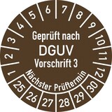 thumbnail of Dreifke® Prüfplakette Geprüft nach DGUV V3..., 2025-2030, Folie, Ø 25 mm, 500 Stück/Rolle