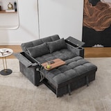 thumbnail of Merax Schlafsofa 3-in-1, 2-Sitzer mit verstellbarer Rückenlehne, USB, verstecktem Tisch & Getränkehalter, Grau