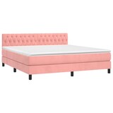 thumbnail of vidaXL Boxspringbett mit Matratze & LED Rosa 180x200 cm Samt