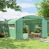 thumbnail of Outsunny Serra a Tunnel con 3 Porte Avvolgibili e 6 Finestrelle 6x3x2 m Verde